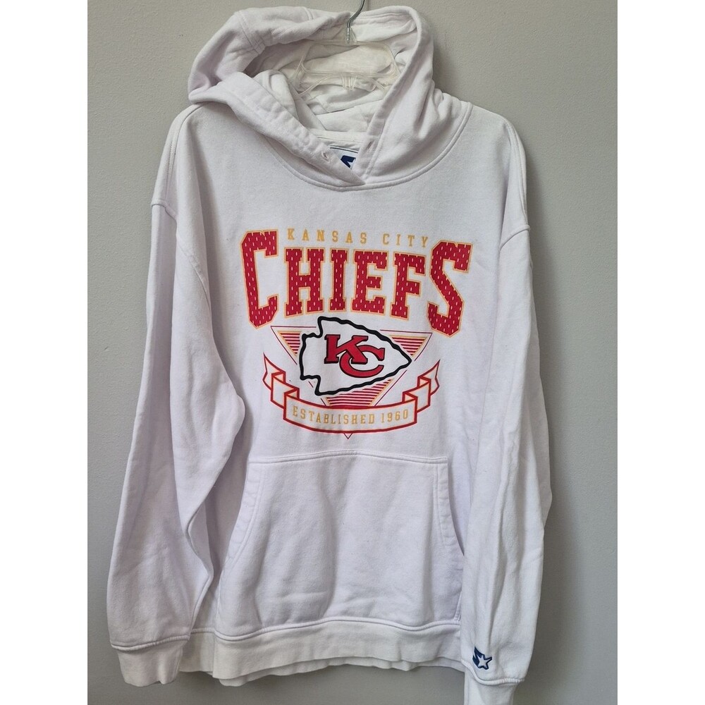 STARTER White Hoodie Kansas City Chiefs Mens 2XL Vintage NFL Kelce Swift Unisex